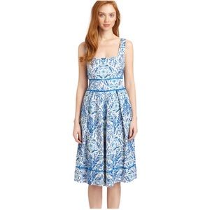 Tory Burch Ramona Fit & Flare Blue Floral Dress